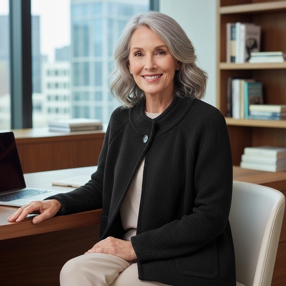 St. John Caviar Black Textured Knit Swing Jacket Office Holiday Party Size 6 - Picture 5 of 8